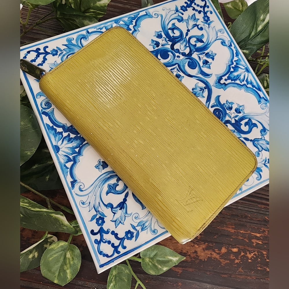 Authentic Louis Vuitton Yellow Epi Long Zippy Wallet